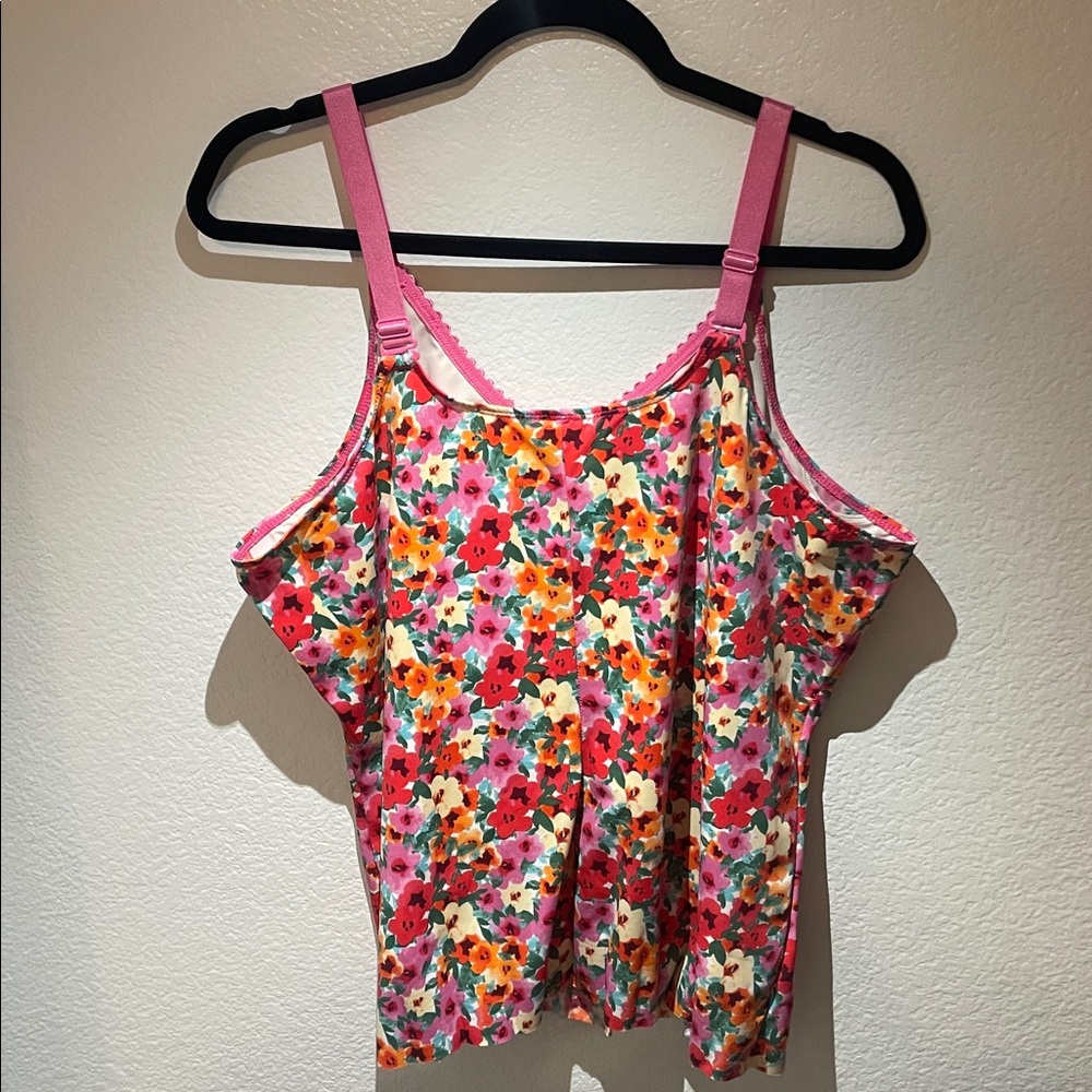 Ruby Ribbon Original Cami Shapewear Floral Pink Tank Top Bra 48 - Picture 2 of 5